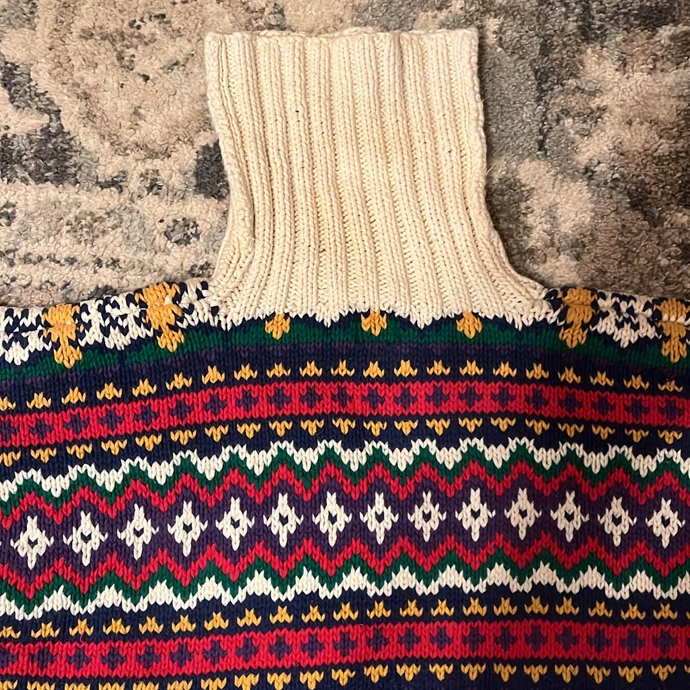 GAP Women’s Fair Isle Turtleneck Sweater Color Block Vintage Medium - Picture 4 of 6